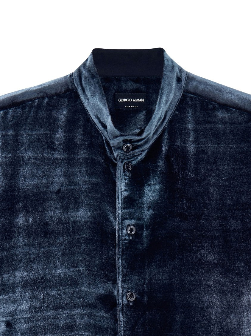 Giorgio Armani Plush Velvet Mandarin Collar Shirt