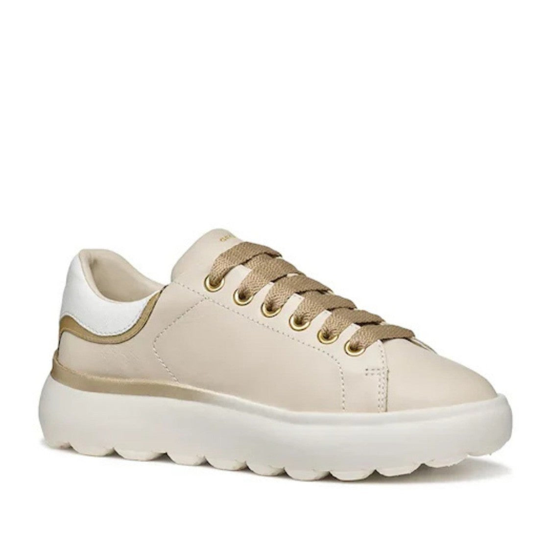 Geox Spherica Ec4.1 Beige Scalloped Sole Sneakers