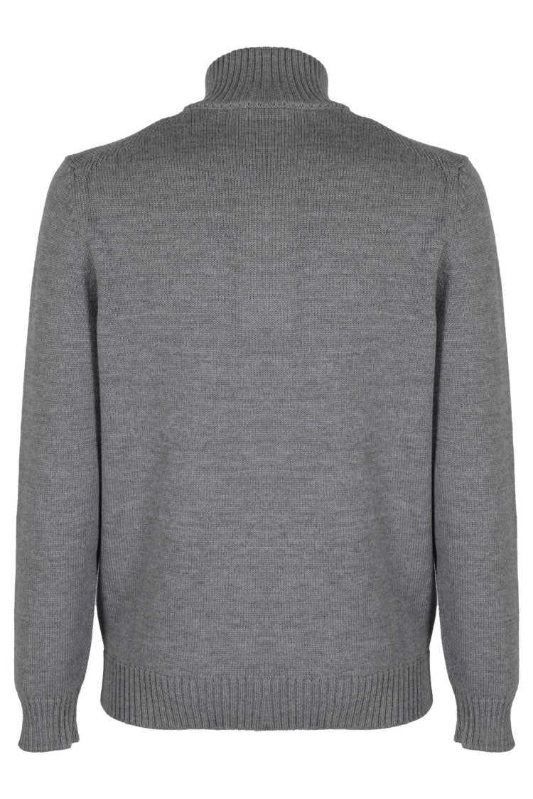 Fay Virgin Wool Hook Mock Neck Coat