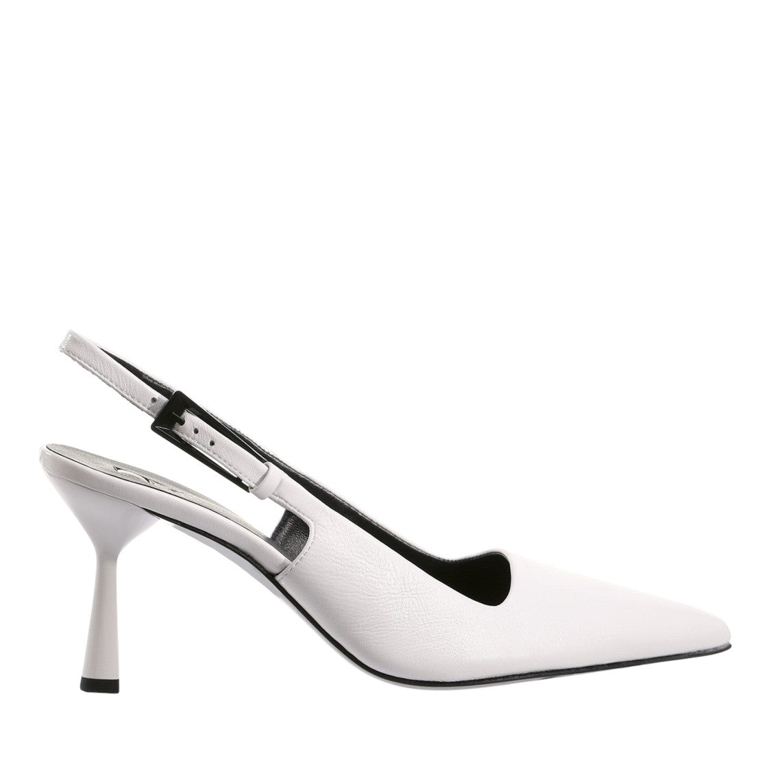Högl White Ruby Part-Open Pointed Toe Slingback Leather Pumps