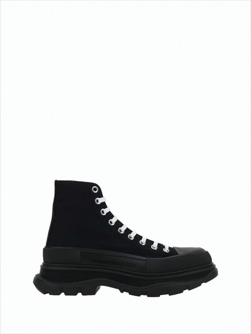 Alexander Mcqueen High-Top Canvas Sneakers With Rubber Sole