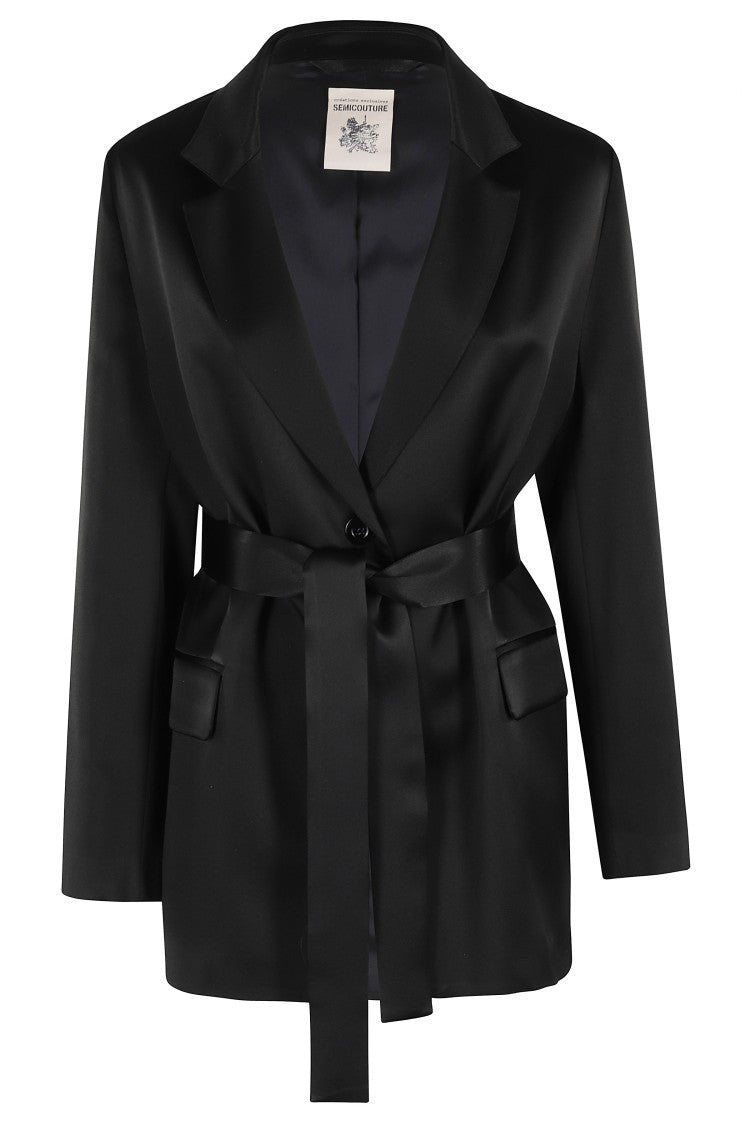 Semi Couture Christiana Black Satin Blazer