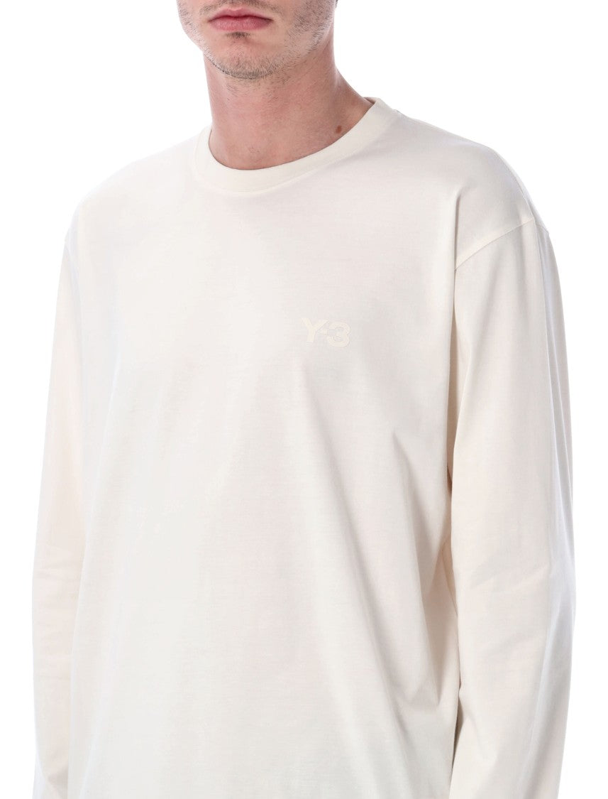Y-3 Relaxed Fit Long Sleeve T-Shirt With Satin-Effect Logo