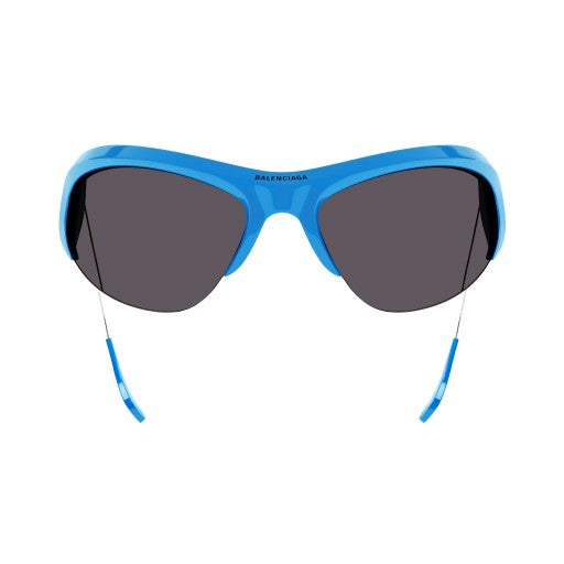 Balenciaga Oversized Blue Acetate Sunglasses With Curved Temples