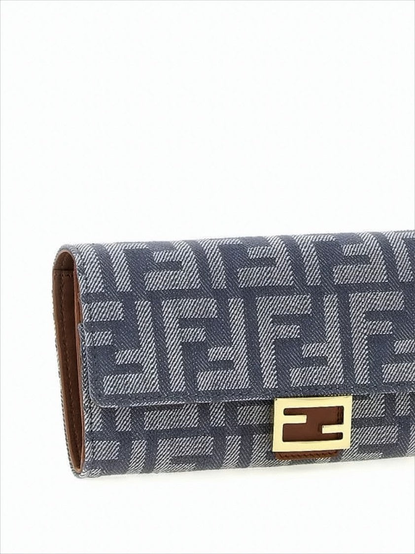 Fendi Monogram Textured Fabric Crossbody Bag With Gold Clasp