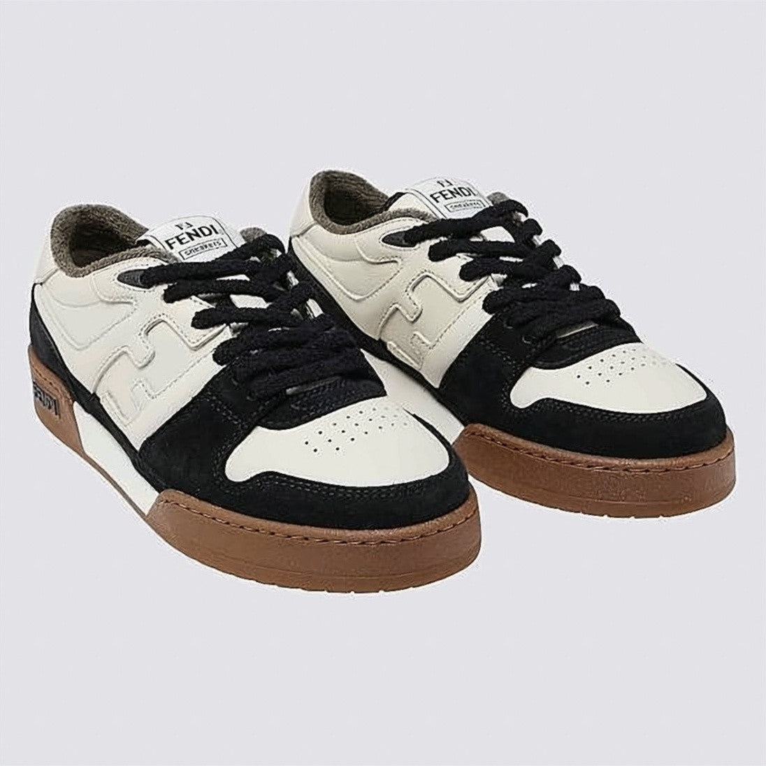 Fendi Low-Top Sneakers With Calf Leather And Suede Detailing
