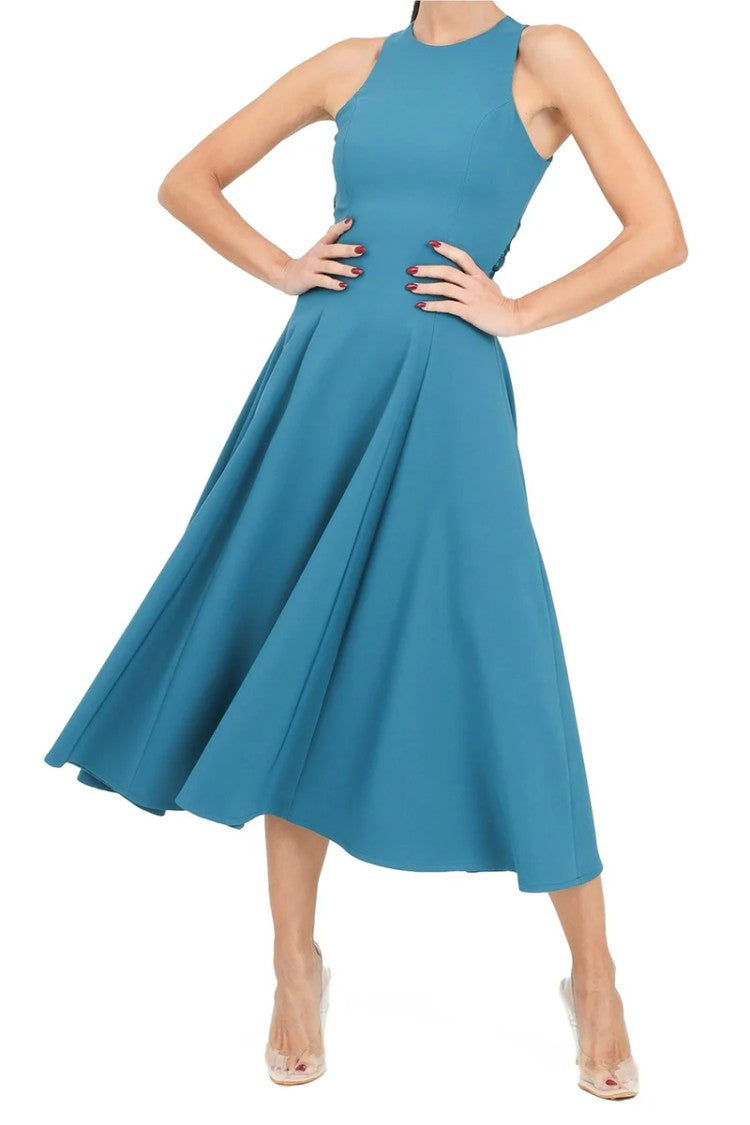 Santas* Green High-Neck Flared Dress