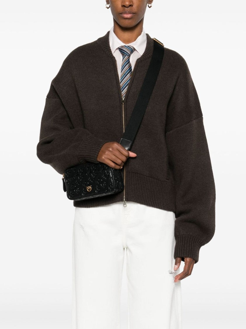 Pinko Textured Leather Crossbody Bag