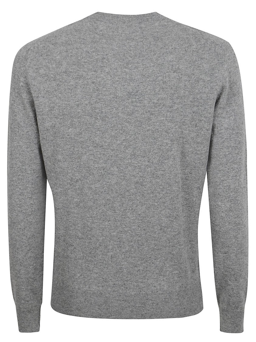 Zegna Crew Neck Cashmere Sweater With Ribbed Detailing