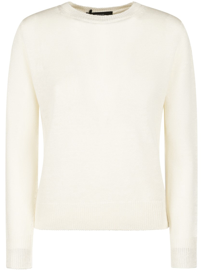 Max Mara Long-Sleeved Linen Top With Ribbed Detailing