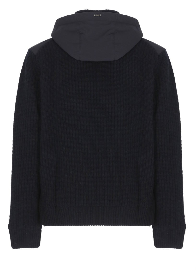 Herno High Neck Virgin Wool Jacket With Padded Contrast Detail