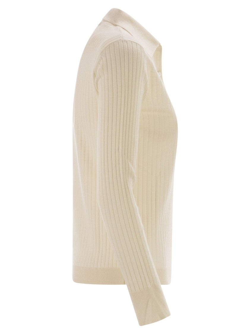 Max Mara Mxpgitano - Ribbed Knit Polo Shirt