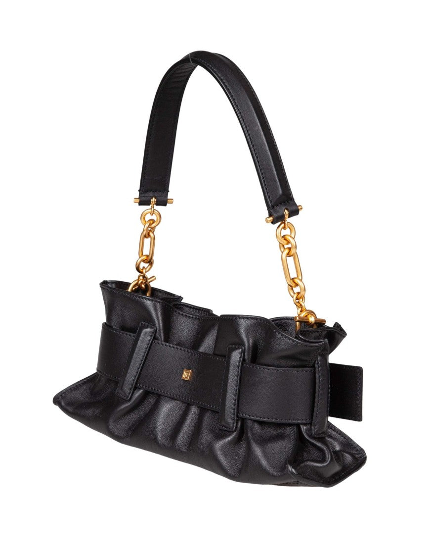 Balmain Anthem Mini Leather Handbag, Black