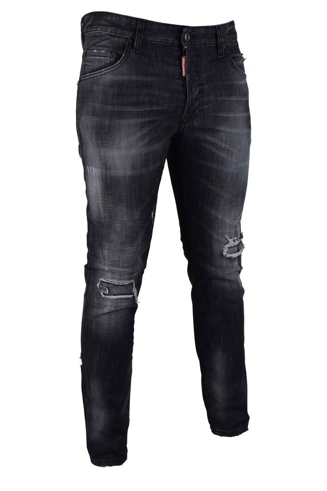 Dsquared2 Distressed Dark Cotton Skater Jeans