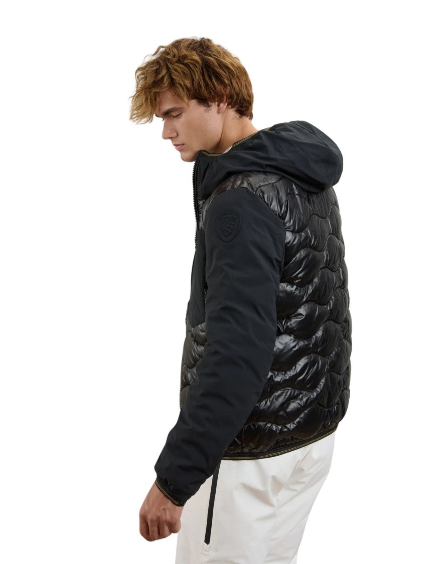 Blauer Black Albert Wave-Quilted Nylon Neoprene Down Jacket