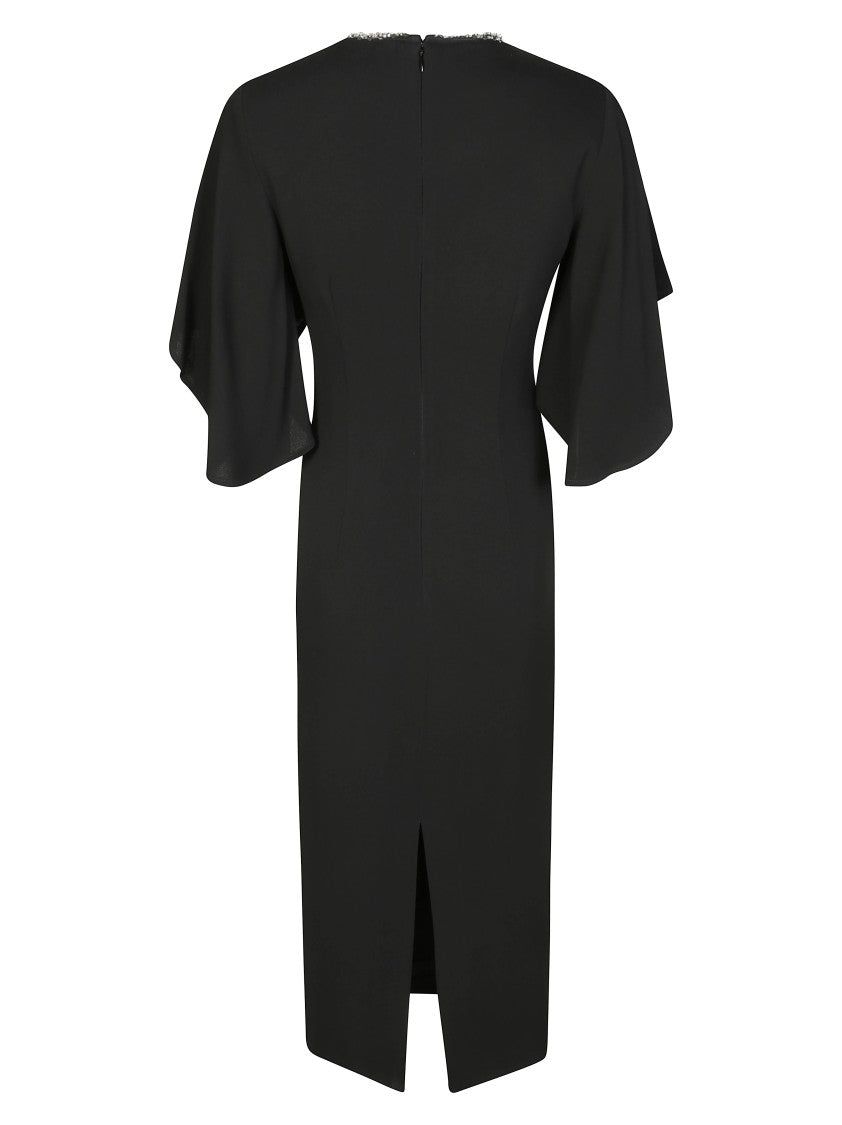 Pinko Fluid Midi Dress With Embroidered Collar