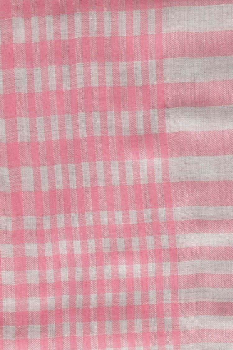 Faliero Sarti Playful Pink And White Checkered Modal Scarf