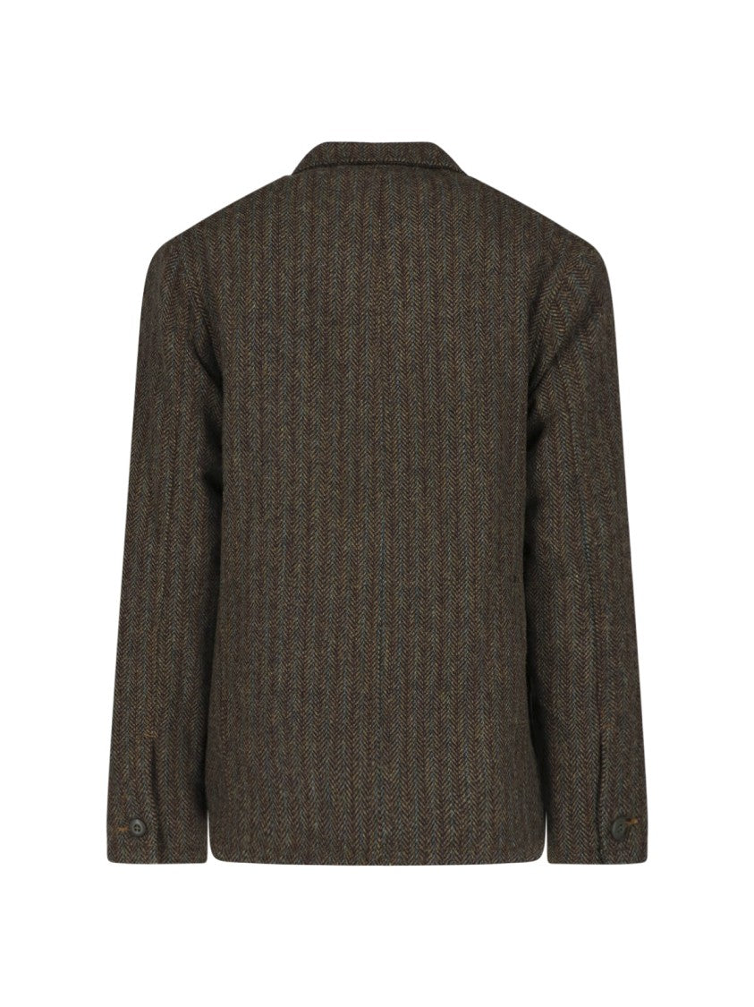 Roy Roger's Brown Herringbone Single-Breasted Wool-Blend Blazer