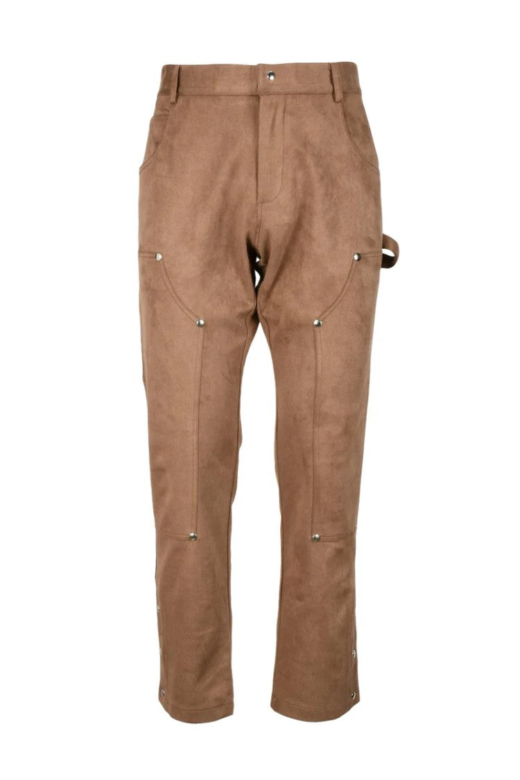 A.M.Couture Men's Faux Suede Cargo Trousers - Brown