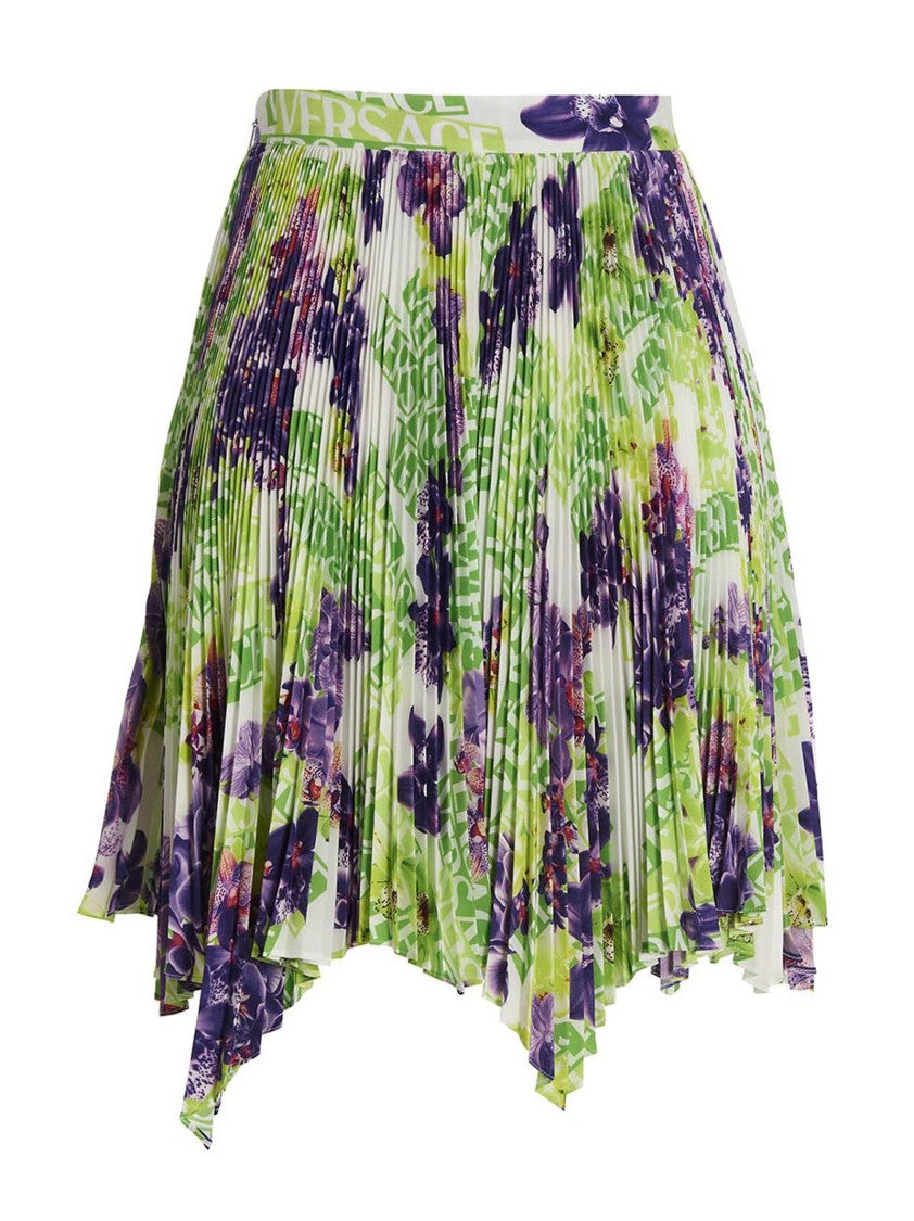 Versace Floral Crêpe De Chine Silk Skirt