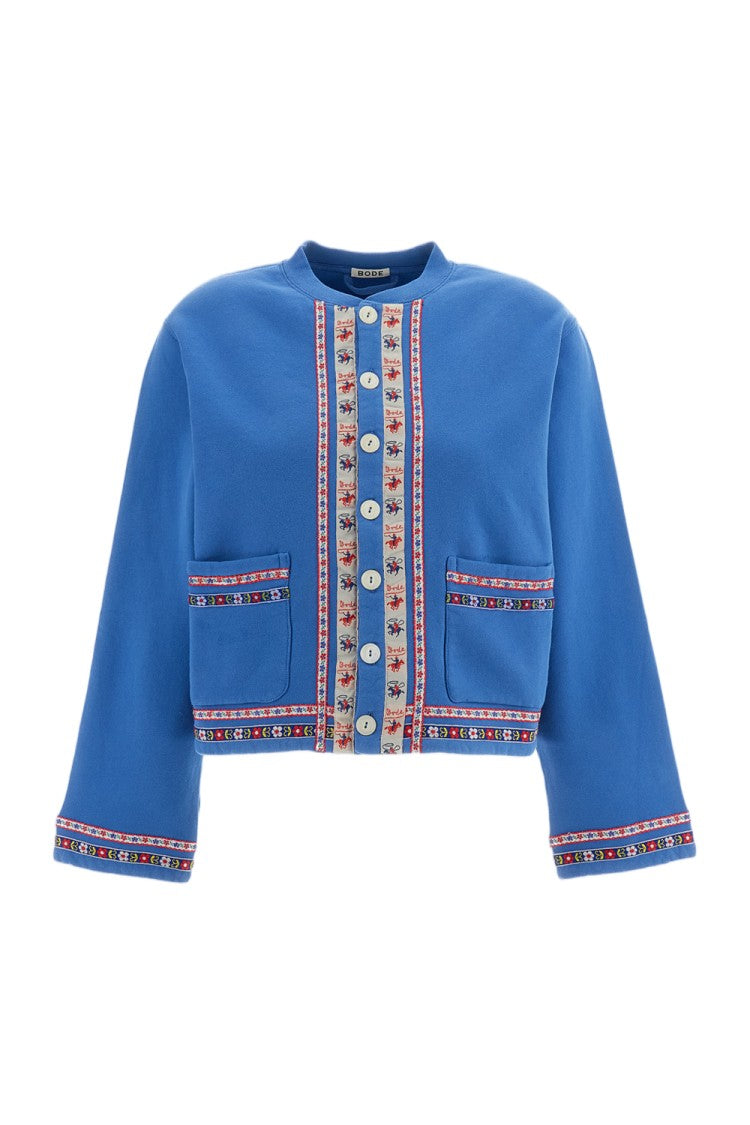 Bode New York Ribbon Hand-Knit Cotton Cardigan
