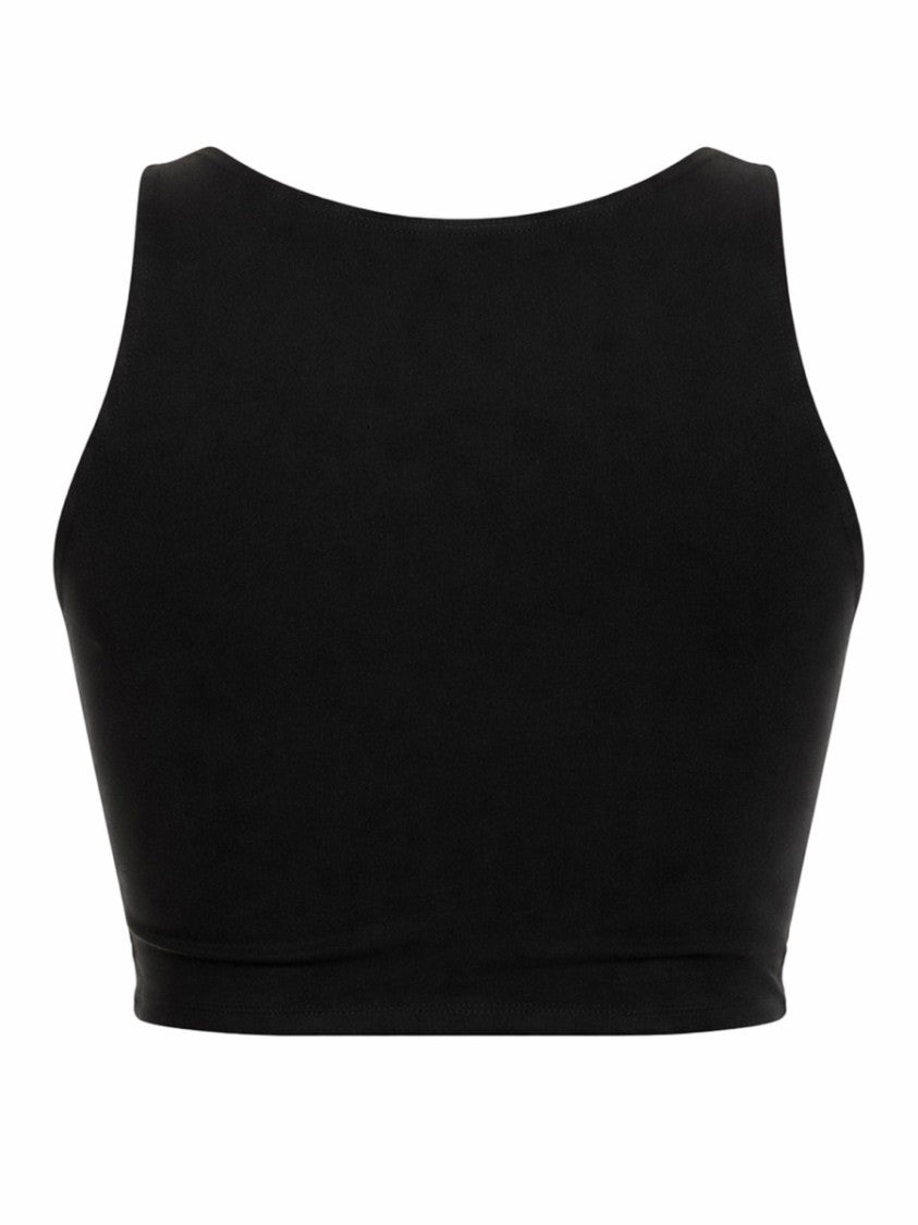 Magda Butrym Deep V-Neck Central Rosette Crop Top