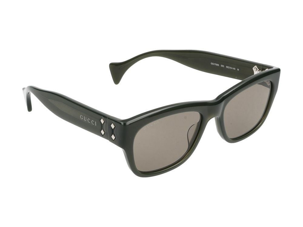 Gucci Green Metallic Accents Square Acetate Sunglasses