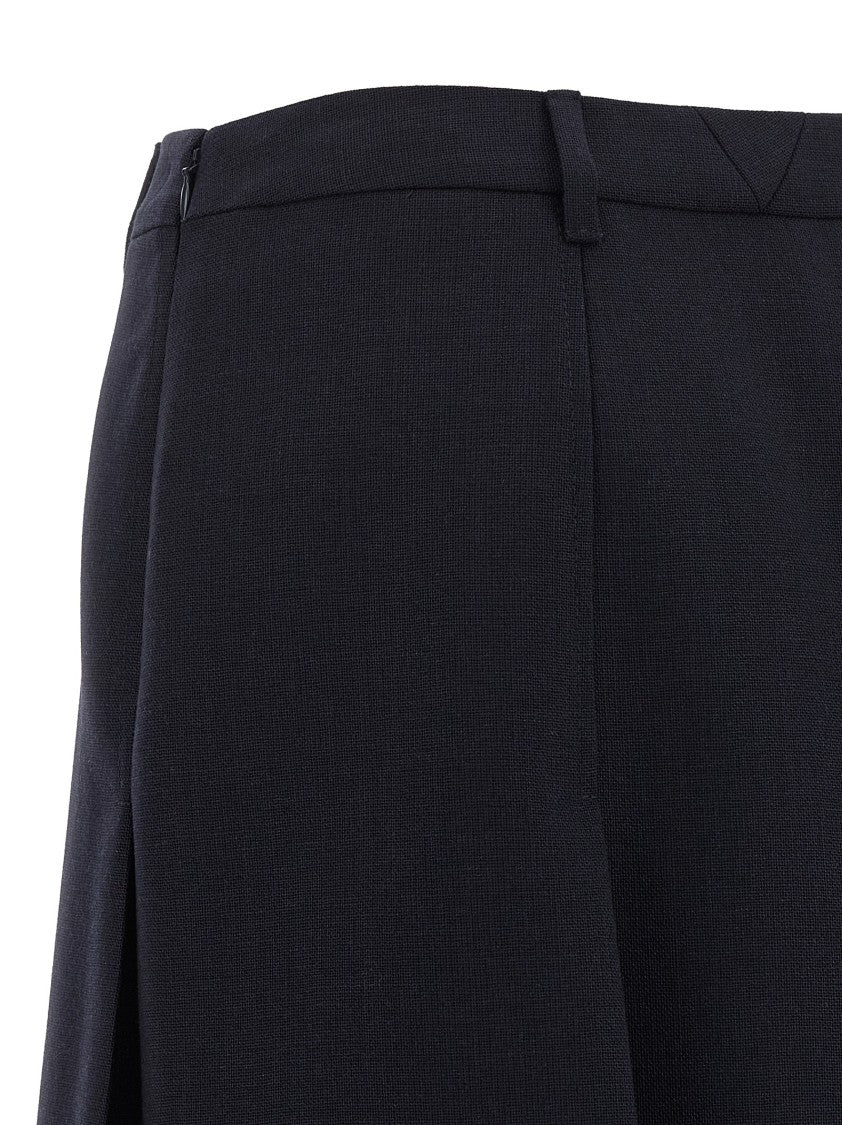 Prada Flared Midi Skirt With Multi-Slit Design And Side Zip Closure