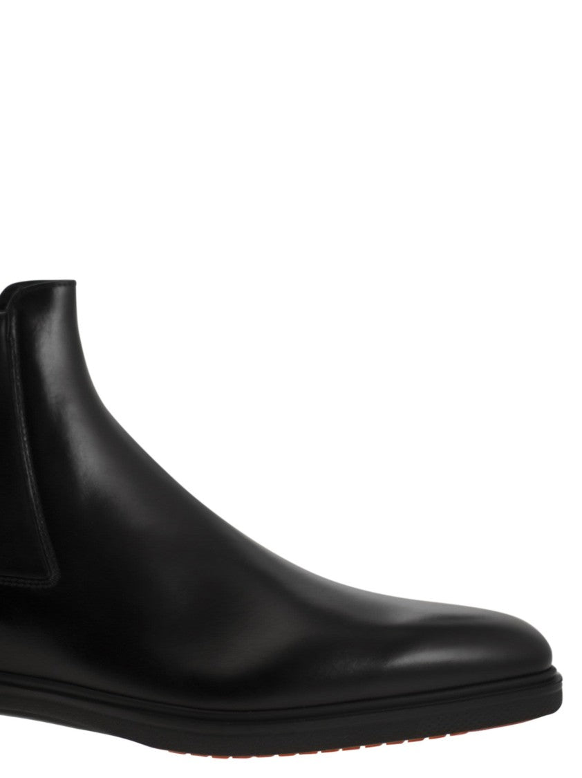 Santoni Ultra-Lightweight Black Leather Chelsea Boot