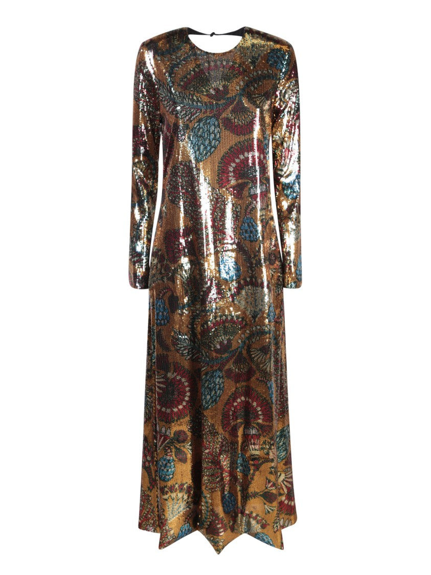La Double J Midi Dress With Sequin Floral Overlay