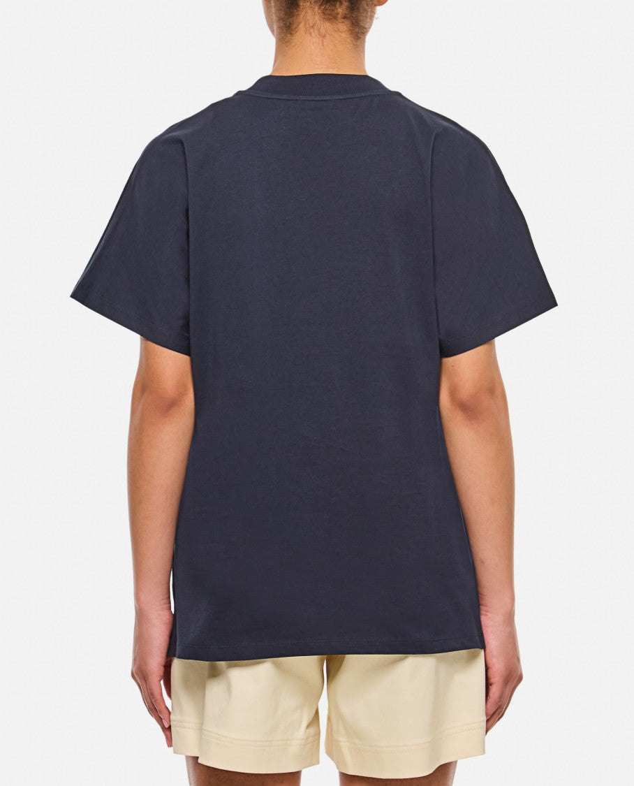 Moncler Relaxed-Fit Blue T-Shirt With Embroidered Logo