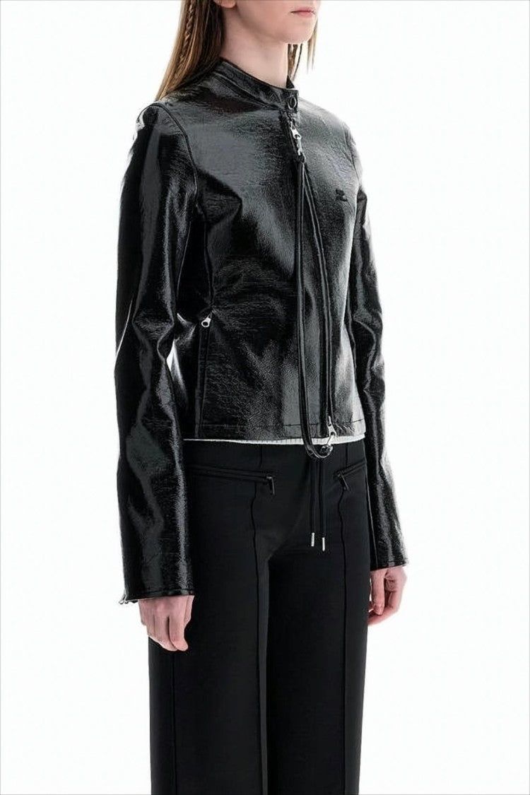 Courrèges Black Leather-Like Jacket