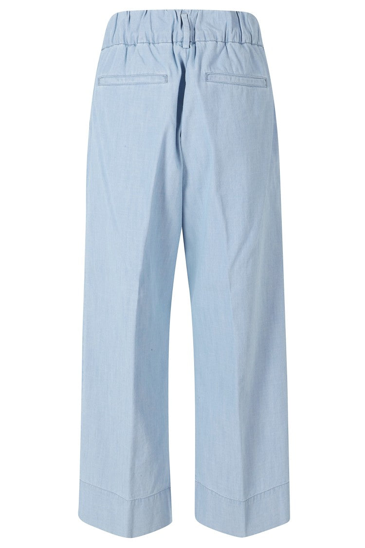 Myths Light Blue Elastic-Waist Cotton Straight-Leg Pants