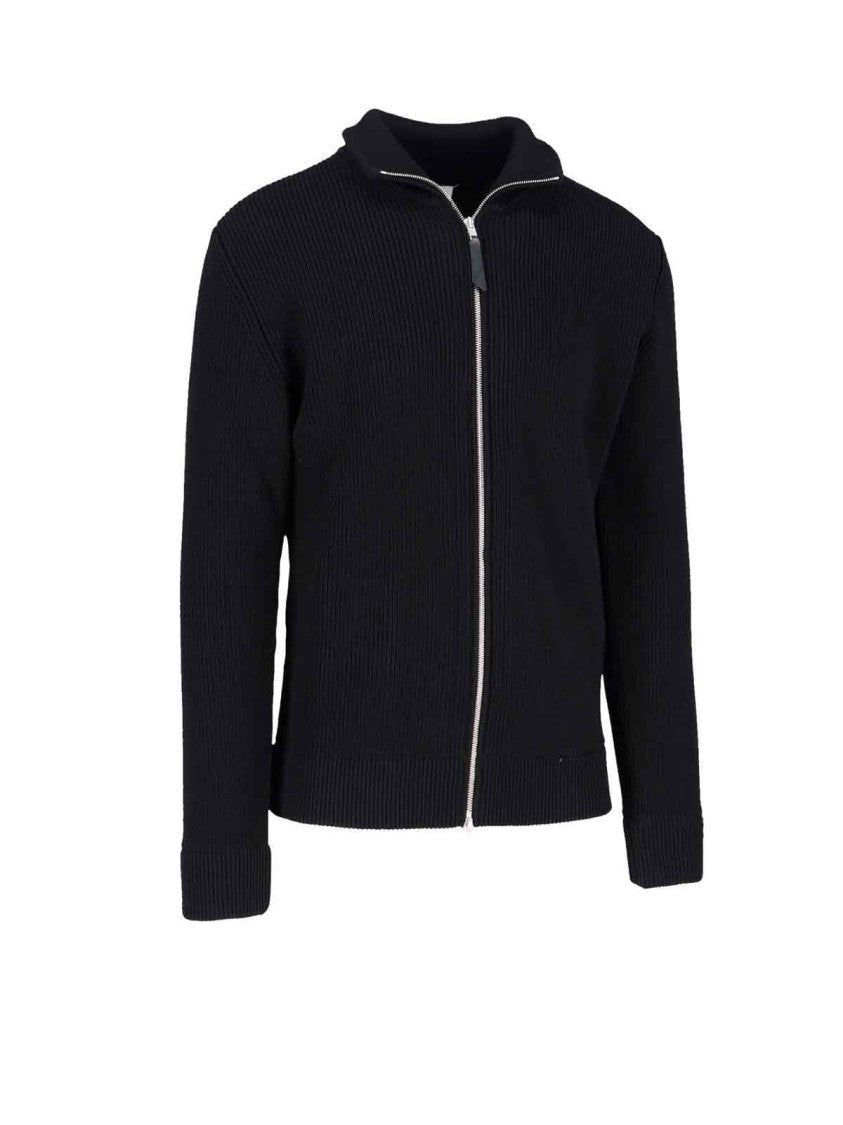 Maison Margiela Ribbed Knit Cardigan With High Collar
