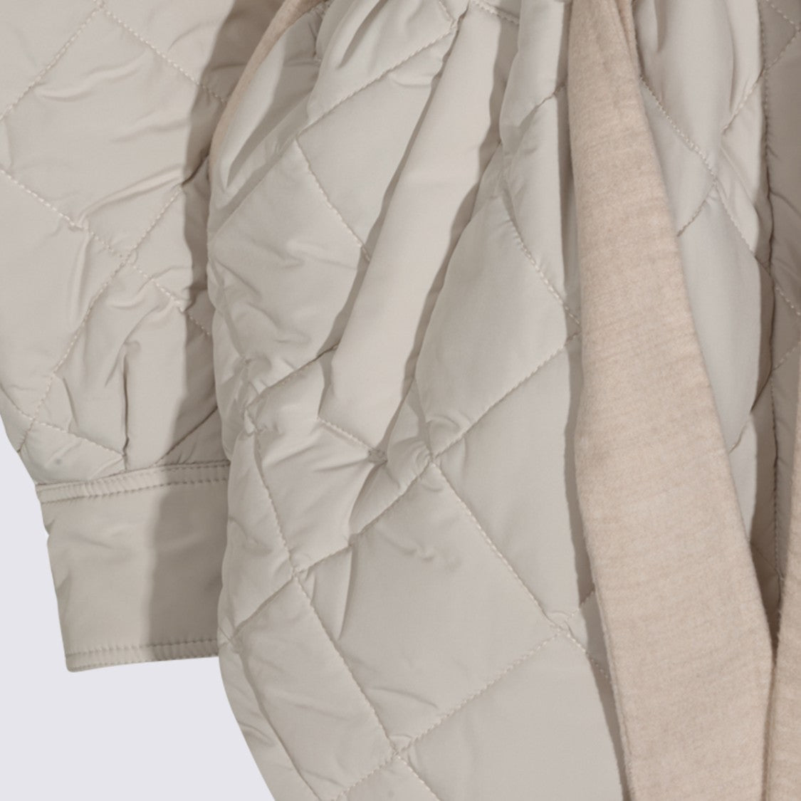 Fabiana Filippi Beige Down Jacket With Quilted Pocket And Belted Waist