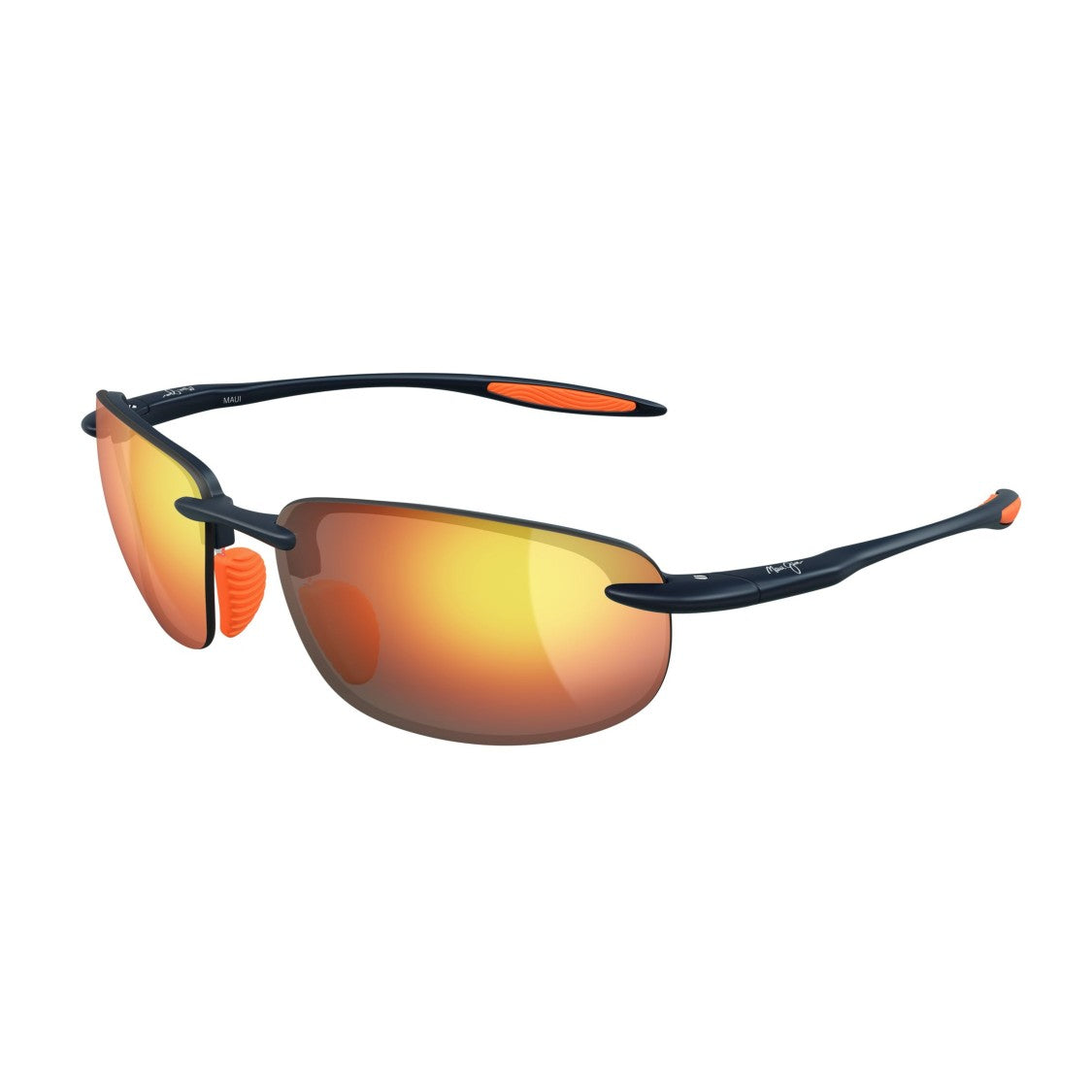 Maui Jim Hookipa Ultra Rimless Black Sunglasses With Mirrored Orange Lenses