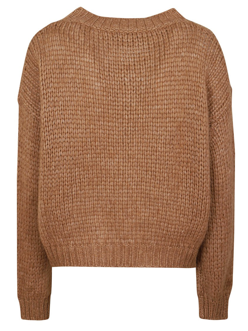 Roberto Collina Cropped Ribbed Knit Sweater With Classic Crew Neckline