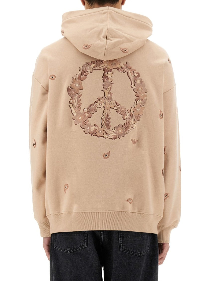 Emporio Armani Intricate Embroidered Sweatshirt With Hood
