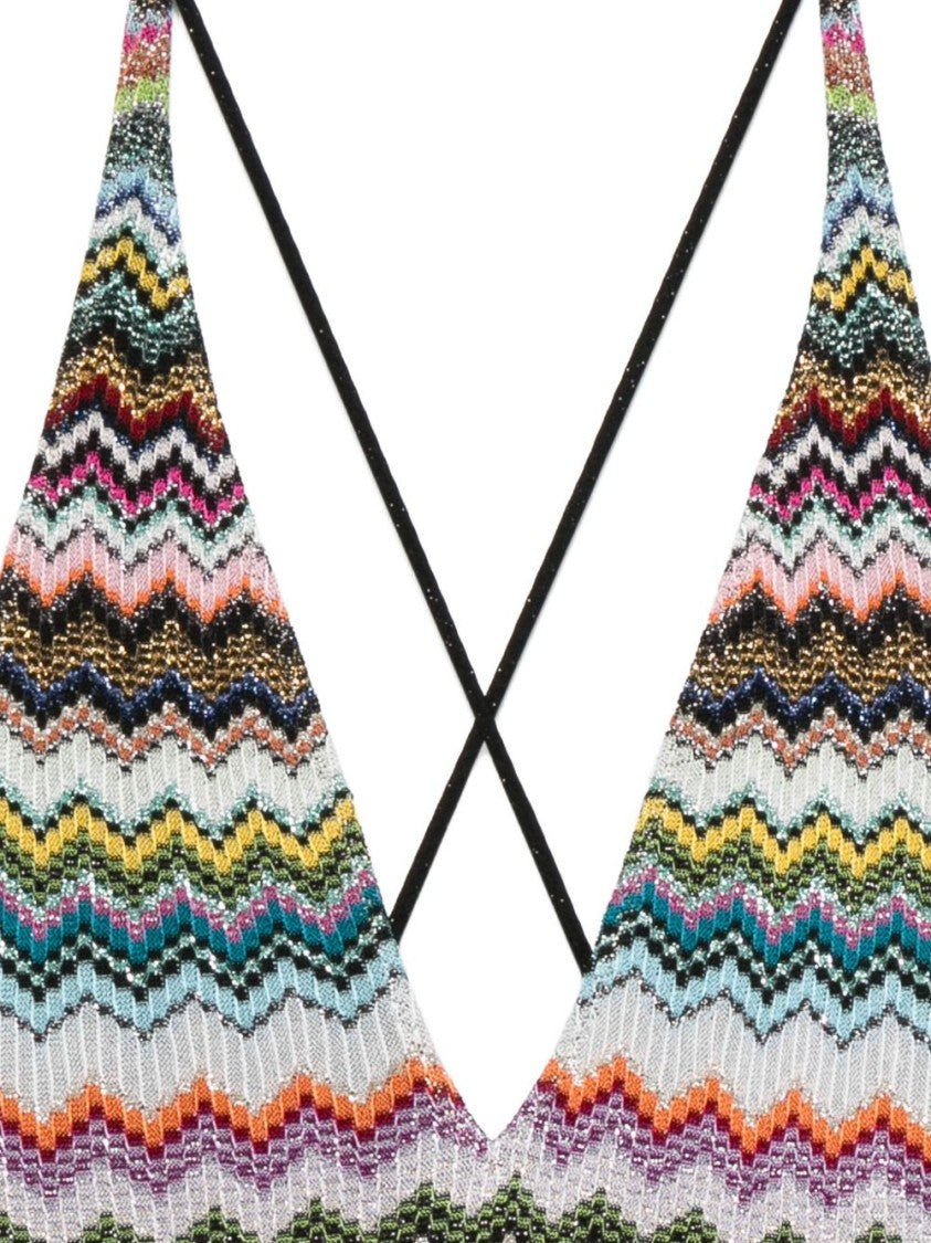 Missoni Plunging V-Neck Swimsuit With Open Back