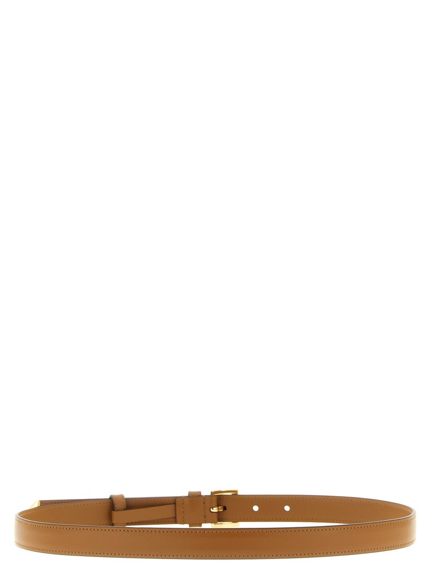 Prada Slim Leather Belt With Enamelled Triangle Logo