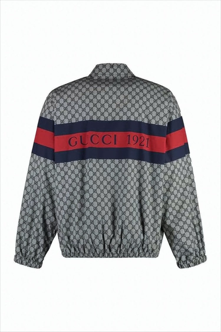 Gucci Cropped Bomber Jacket With Interlocking Pattern