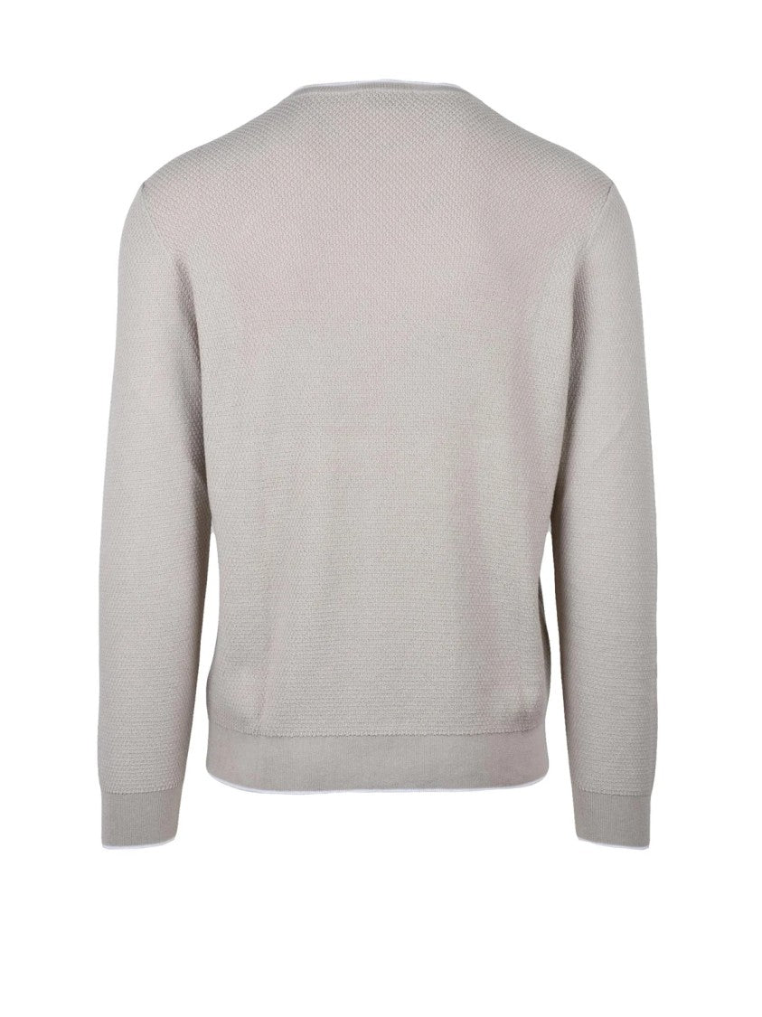 Heritage Beige Crew Neck Cotton Sweater