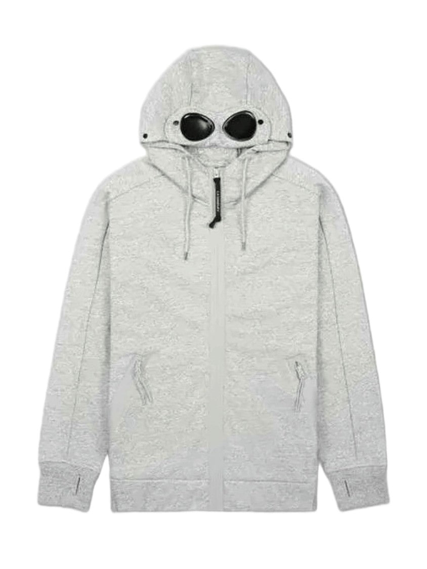C.P. Company Light Grey Zip-Up Hoodie With Integrated Goggles