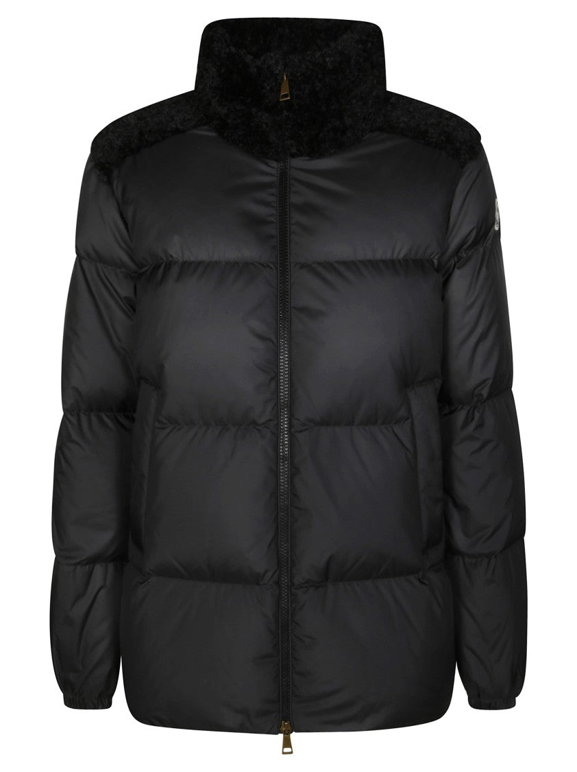 Moncler Fitted Black Jacket With High Collar