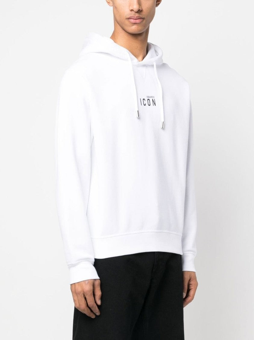 Dsquared2 White Hooded Sweatshirt With Central Icon Logo