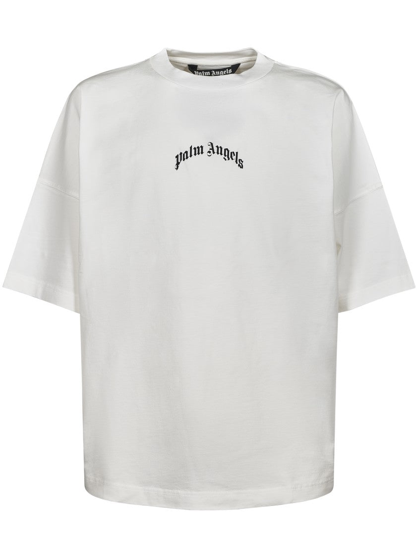 Palm Angels Oversized Crew Neck T-Shirt With Subtle Logo And Bold Back Print