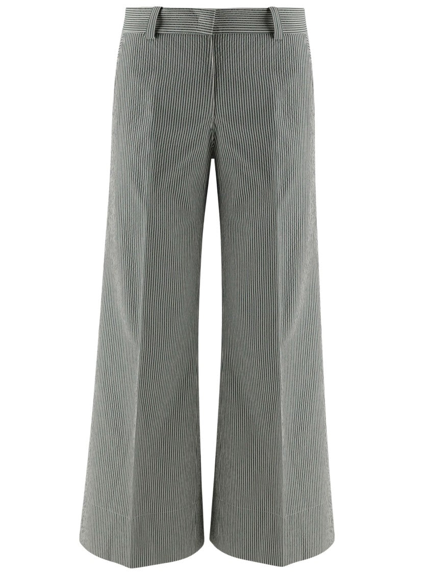 Ql2 Cotton Blend Pants With Striped Pattern