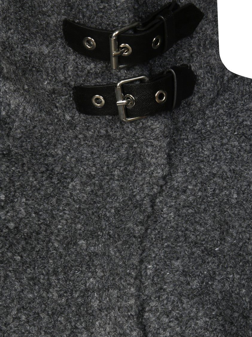 Liu Jo Textured Boucle Knit Coat With Classic Collar