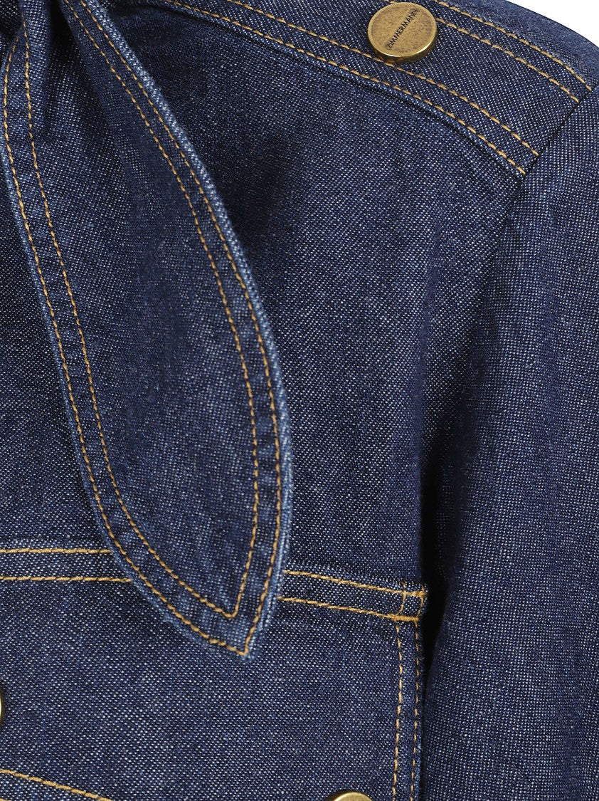 Zimmermann Dark Denim Shirt With Bow Neckline