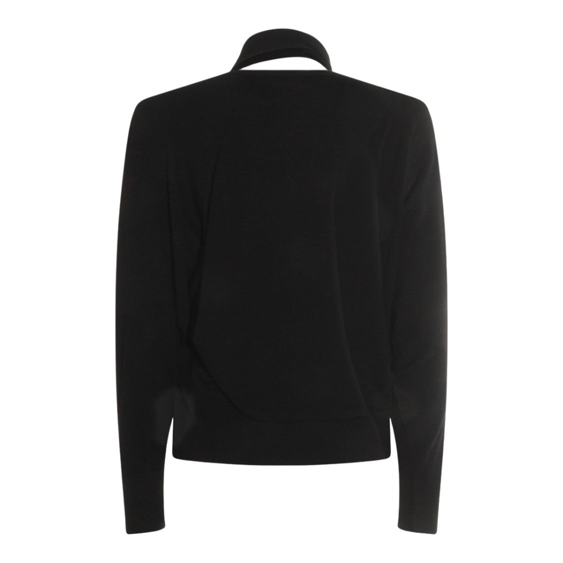 Zanone Fitted Black Sweater With Attachable Scarf Detail